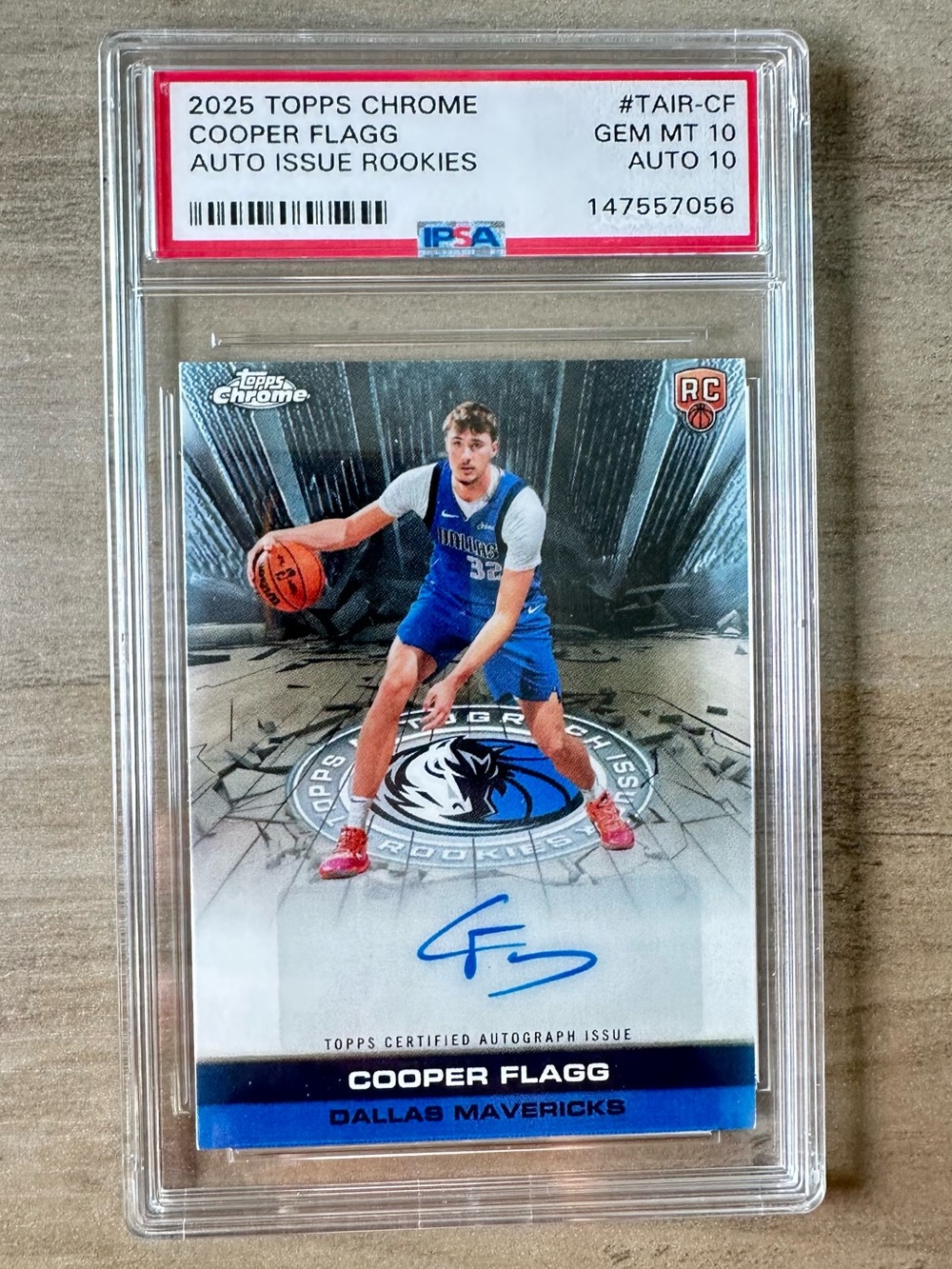 Cooper Flagg Rookie 2025 Topps Chrome Autograph Issue Gem Mint 10 Novelty Card.